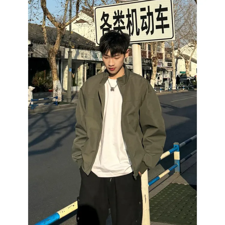 春秋潮牌美式cleanfit复古工装飞行员户外三防教练夹克男百搭休闲