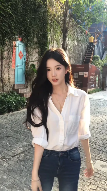 时尚气质套装女秋季法式休闲白色polo领长袖衬衫高腰显瘦休闲裤