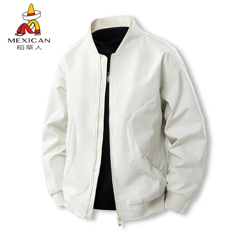 Mexican/稻草人男士外套立领休闲上衣春秋季夹克潮流百搭棒球服男