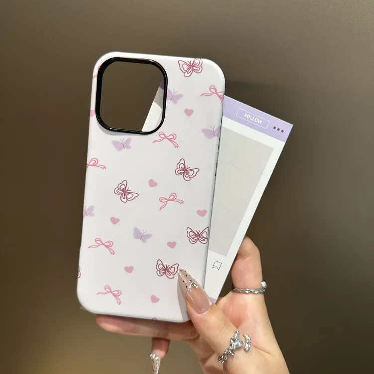 适用于苹果防摔蝴蝶结菲林壳可爱少女粉色ins爱心手机壳