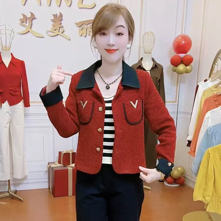 时尚洋气小个子短外套女2025年秋冬新款减龄气质百搭显瘦翻领上衣