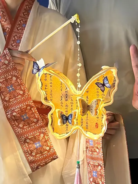 diy手工中秋节新款古风蝴蝶灯笼国风书法手作手提灯合一宫灯灯笼