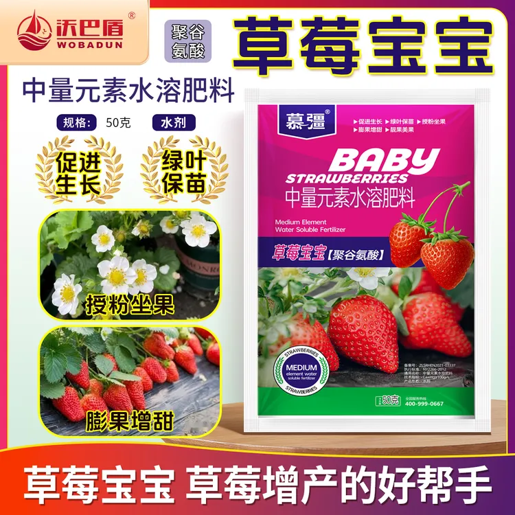 沃巴盾慕疆草莓宝宝促进作物生长保苗绿叶靓果美果水溶叶面肥喷施