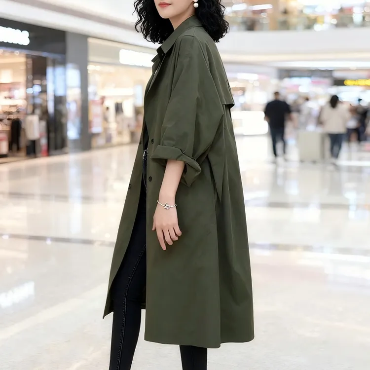 韩版慵懒时尚风衣外套女2025春秋新款大衣宽松显瘦中长款开衫上衣