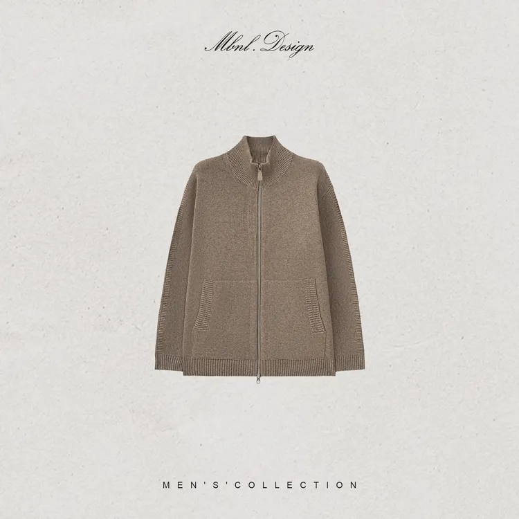 MBNL-F「Mock-Neck」秦磊男装绵羊毛山羊绒混纺立领衫LL-WWT0100