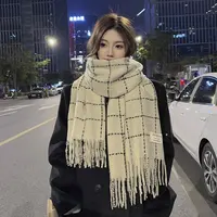 PF03韩版百搭格子围巾女秋冬季保暖长款披肩两用学生柔软围脖