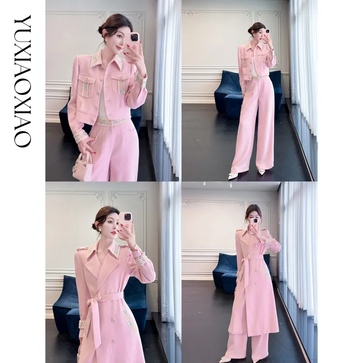 余潇潇【布达佩斯爱戀】拼重工刺绣织带亮丝编织短外套&休闲裤&风衣