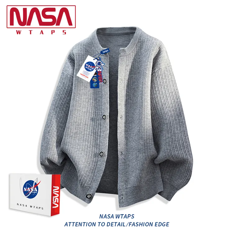 NASA WTAPS美式开衫毛衣男款秋冬季潮流肌理感宽松百搭针织衫外套
