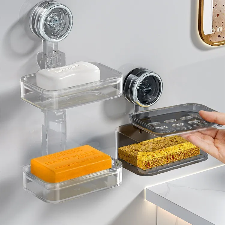 吸盘肥皂盒壁挂式香皂盒免打孔沥水置物架洗漱台浴室卫生间肥皂架