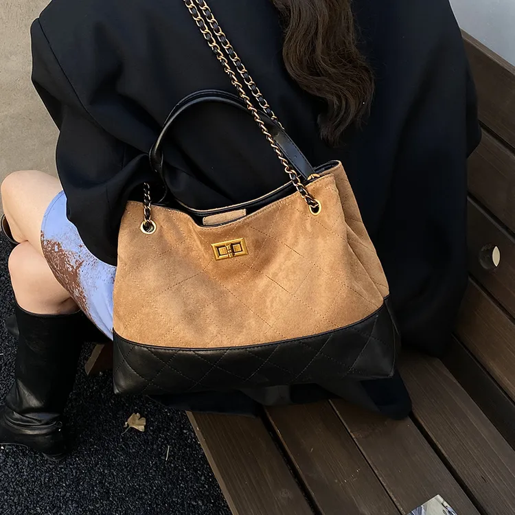 复古小香风流浪菱格链条包包大容量单肩斜挎包通勤百搭包手拎包