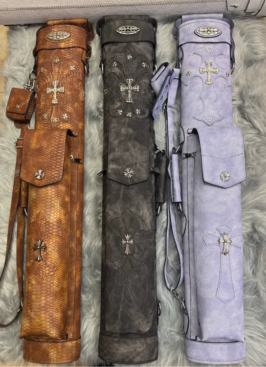 6孔大容量手工缝制台球杆包大头杆九球杆