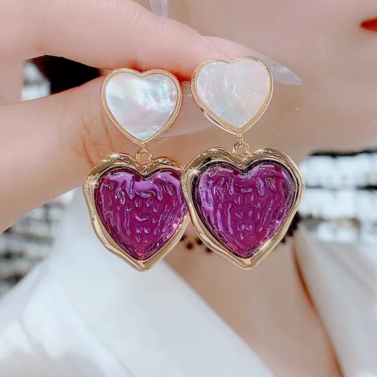 铜合金玻璃耳饰 109彩色泫雅风重工优雅百搭气质耳环