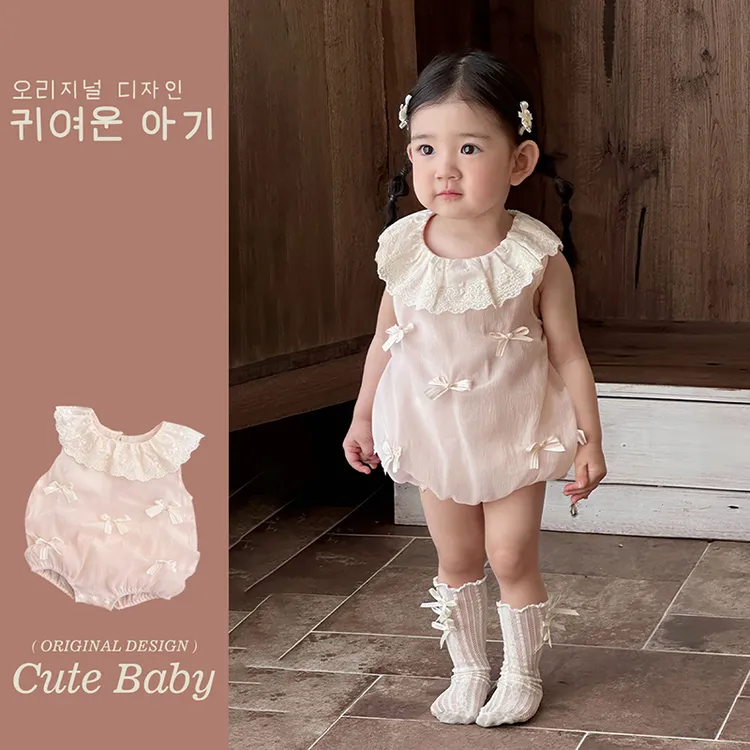 婴幼儿夏季衣服2025新款女宝宝甜美吊带哈衣小月龄薄款无袖包屁衣