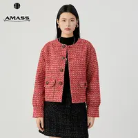 阿玛施AMASS 秋冬新款轻奢复古花呢圆领宽松小香风外套女5400912