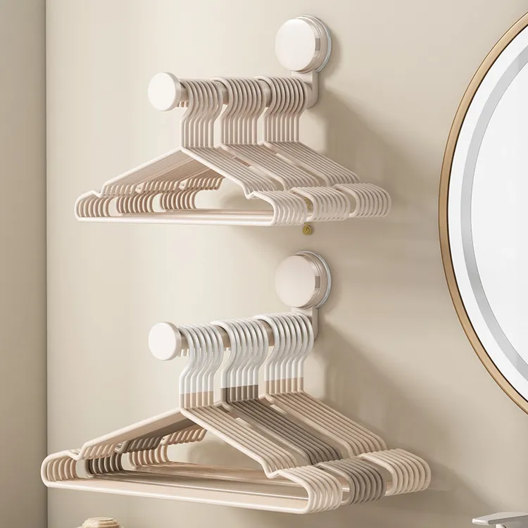 优勤吸盘衣架收纳架家用阳台多功能伸缩免打孔挂衣架墙上壁挂挂钩