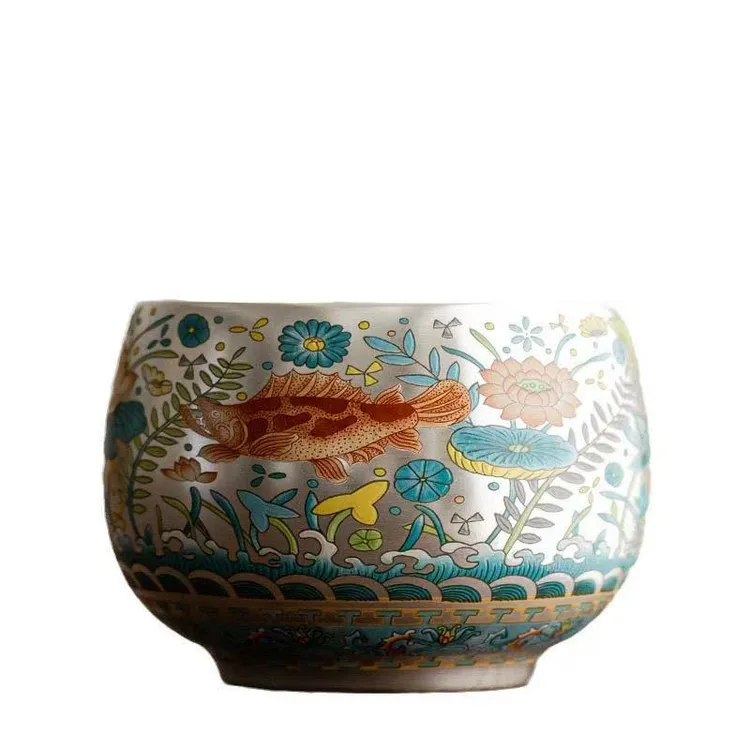 大号鱼藻纹罗汉杯大容量茶碗茶杯F110