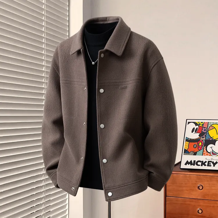 2025新款爆款冬季短款男士毛呢大衣高级感潮流潮流帅气男呢子外套