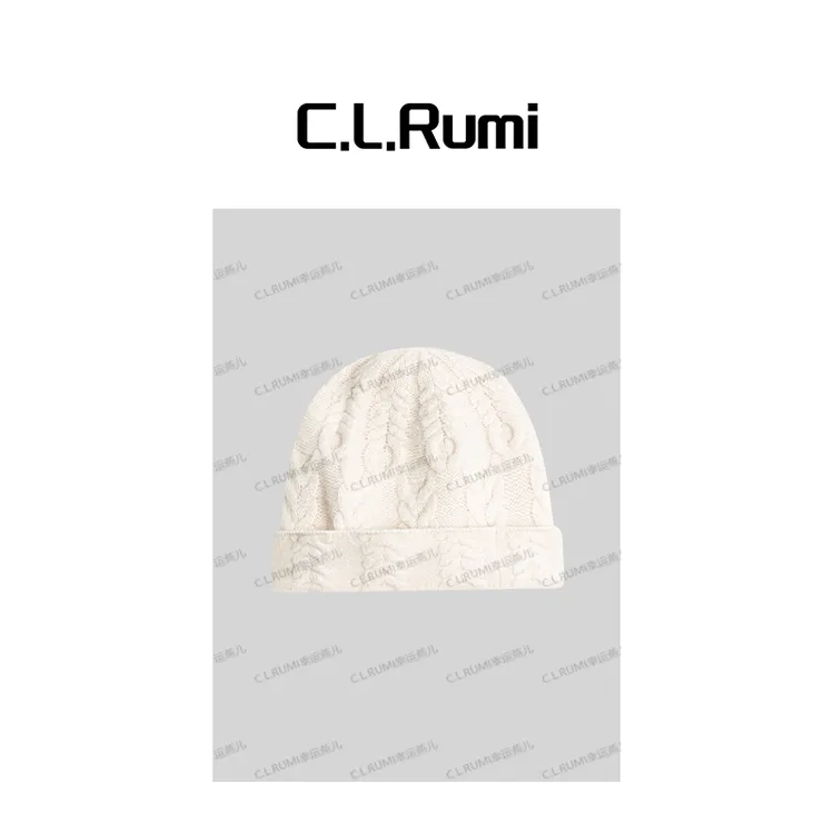【Rumi精选】”羊绒帽”秋冬百搭保暖针织钩花羊绒帽7197pj