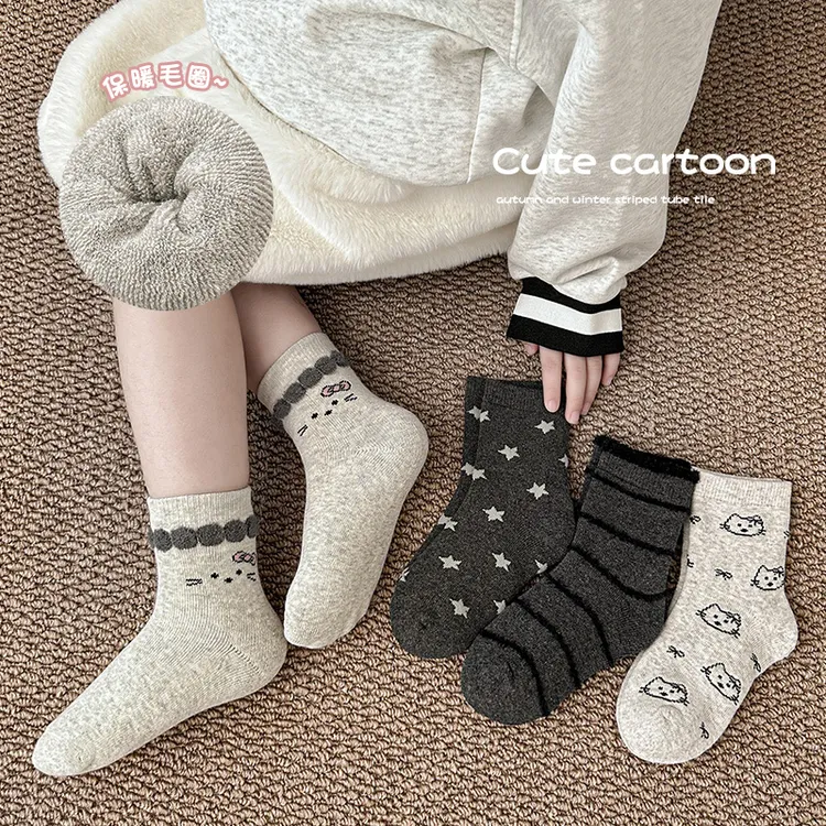 【星妈专属】2025新款加厚毛圈四双装儿童袜韩系保暖舒适  H