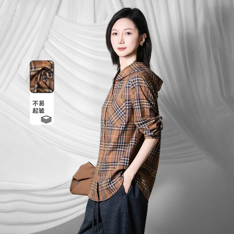 玛丝恩迪秋季新款气质衬衫女春秋长袖经典条纹衬衫连帽上衣330233