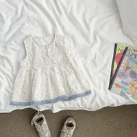 （现货）女童夏季毛须下摆碎花娃娃衫韩版女宝宝无袖衬衫JDYXW59233