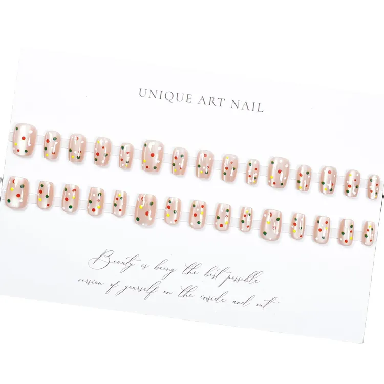 穿戴甲彩色穿戴甲片假指甲新款可拆卸美甲贴猫眼卡通波点气质