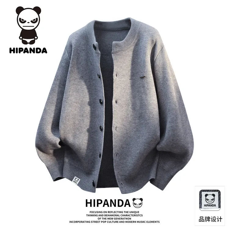 HiPanda慵懒风开衫男士毛衣2025秋冬新款宽松休闲情侣保暖针织衫