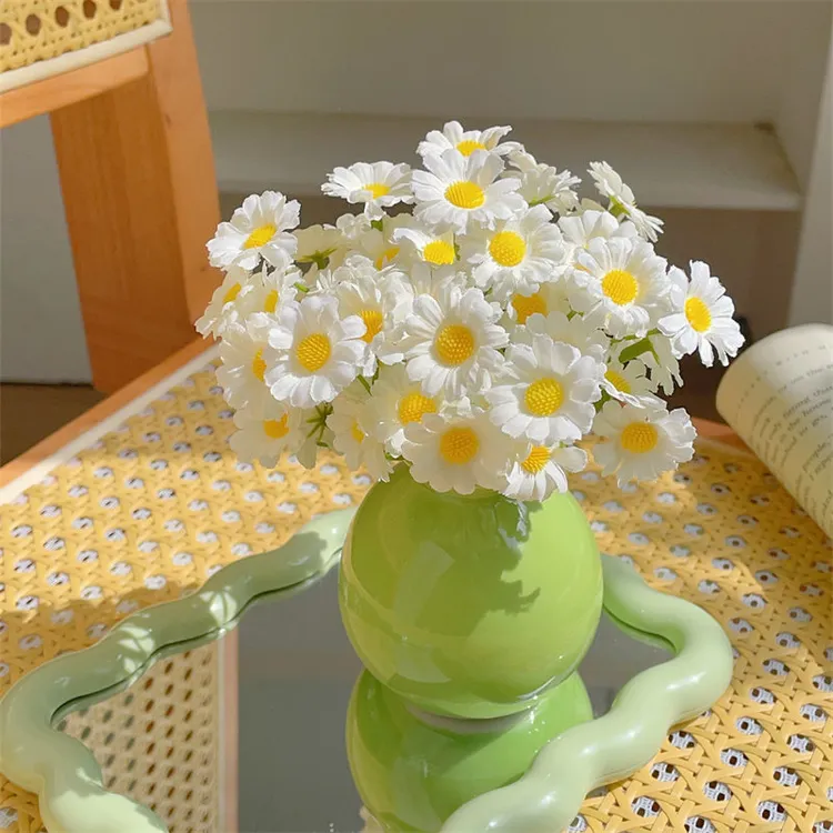 洋甘菊仿真花迷你带花瓶客厅卧室雏菊假花高级感教师节小花束摆件