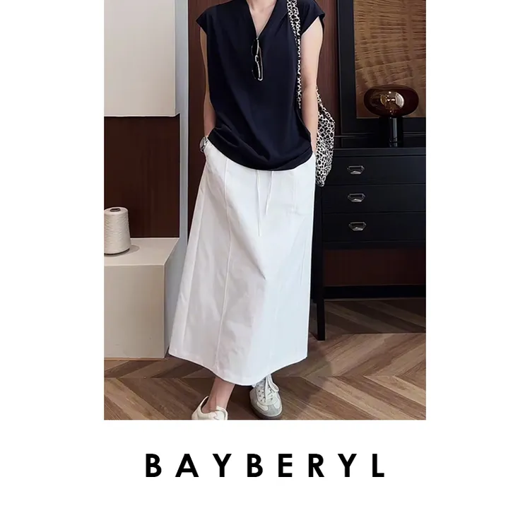 BAYBERYL老贝纸皱裙 松紧腰A字抗皱懒人裙半身裙9YQ5E2926-5/31