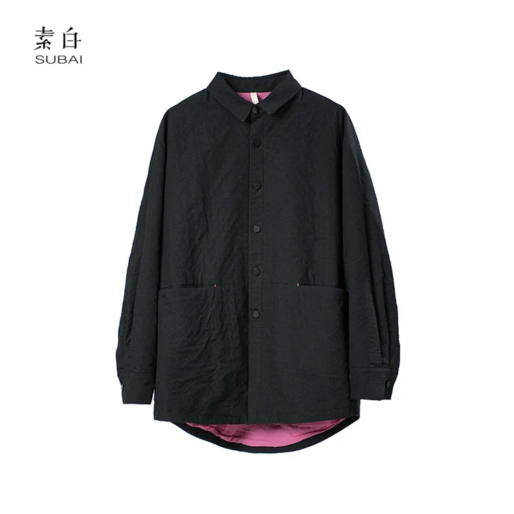 素白经典百搭SB2410CP00543翻领撞色冬季保暖夹棉加厚衬衫