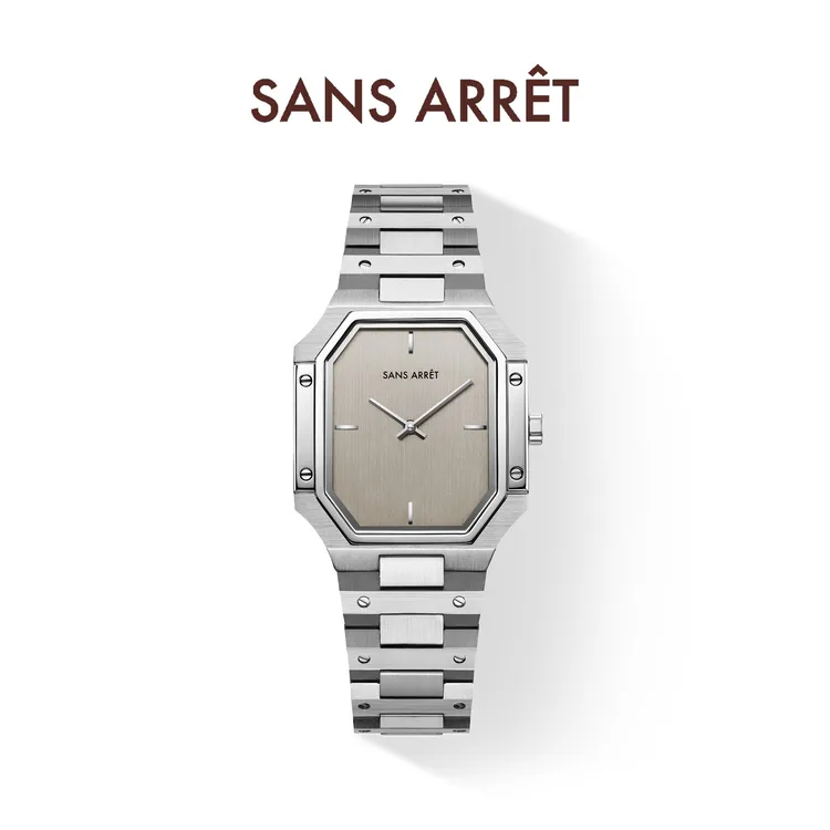 sansarret三时寰宇野心家系列男士手表轻奢商务钢带复古方形腕表