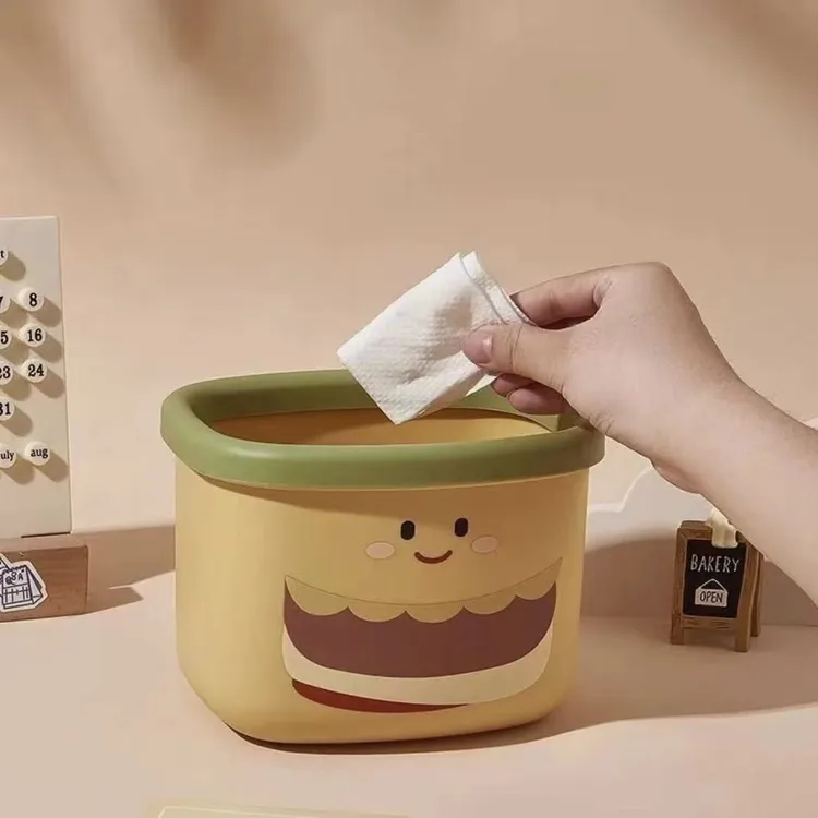桌上可爱汉堡垃圾桶桌面方形垃圾桶塑料办公室无盖分类家用盒
