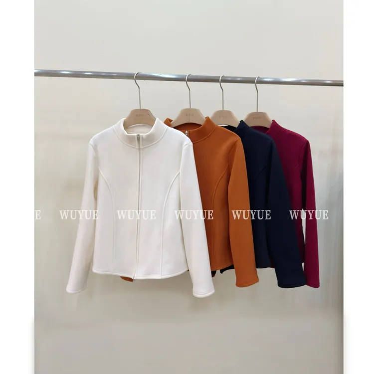 休闲气质加绒加厚双拉链修身外套上衣时尚2025冬装新款胖mm女装潮