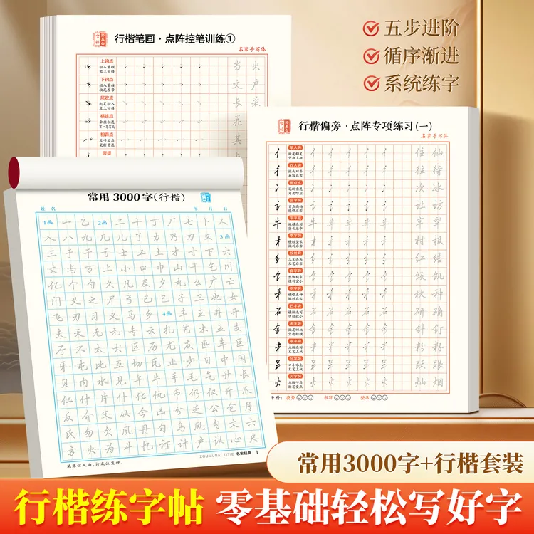 行楷字帖常用高频3000字成人控笔训练点阵笔画笔顺硬笔书法临摹帖