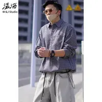 【免烫抗皱】抽绳式底摆 城市机能 半开门襟春季宽松长袖格子衬衫