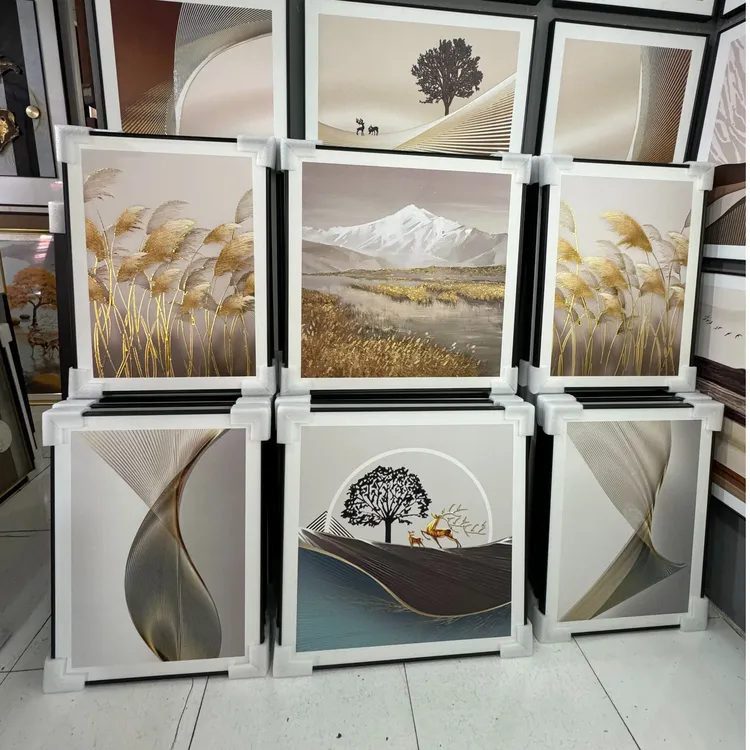 现代简约轻奢风奶油风沙发背景画高级皮革微雕烫金肌理挂画