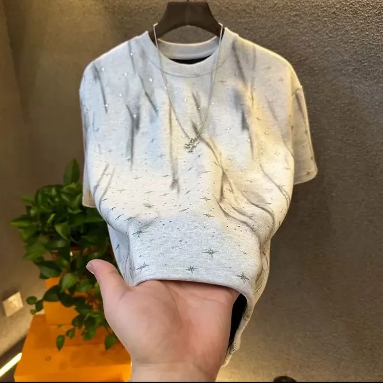 2025新款星空男款男上衣短袖爆款轻奢高定流星半袖圆领潮流男士