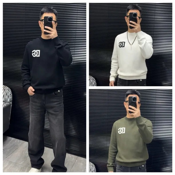 DG迪嘎雅羊毛衫M234秋冬重工加厚款时尚高端圆领针织毛衣冬季