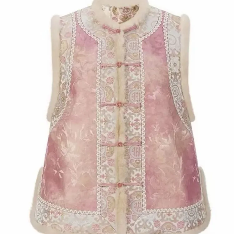 秋冬水貂毛新中式国风上衣马甲锦上添花011