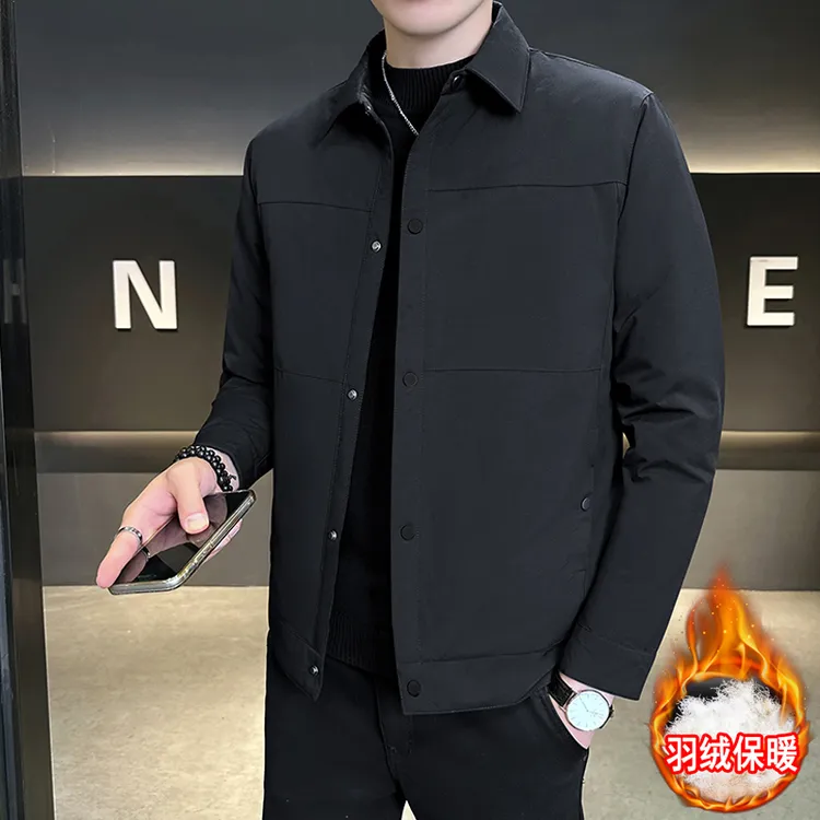冬季男士羽绒服新款2025爆款休闲商务短款翻领夹克外套男装保暖