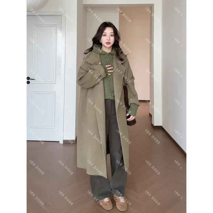 【奢简美学】羊毛羊绒双面呢外套时尚气质简约经典长款毛呢大衣女