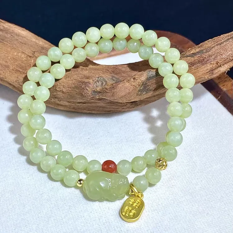 天然和田玉手串双圈貔貅款好事成双新中式手链多样性发一WL669
