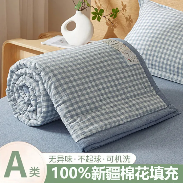 A类100%新疆棉花夏凉被可机洗 全棉填充空调被夏季薄款棉被子被芯