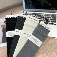 【初奢】【一组四双】纯色木耳边直筒袜休闲百搭透气堆堆袜