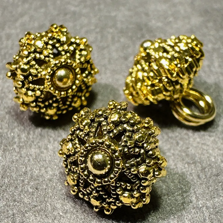 10mm新中式国风金属镂空扁珠纽扣亮金黑金手工diy女装旗袍辅料