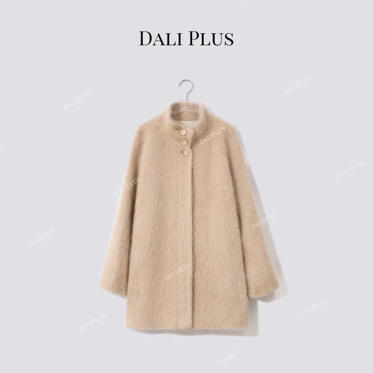 DALI PLUS“蚕丝羊绒拉绒”立领毛呢大衣-D5MM2684