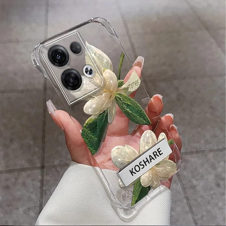 适用于OPPOReno8Pro系列水晶花无边框支架手机壳