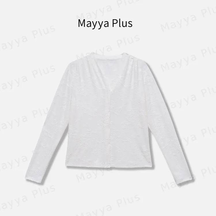 【嘉人】Mayya Plus麦芽定制气质显瘦流光风V领提花衬衫女32537562