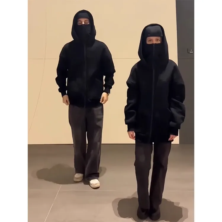 LlGGlCC巴拉克拉法帽外套帽衫俄式悍匪双帽宽松运动连帽情侣卫衣