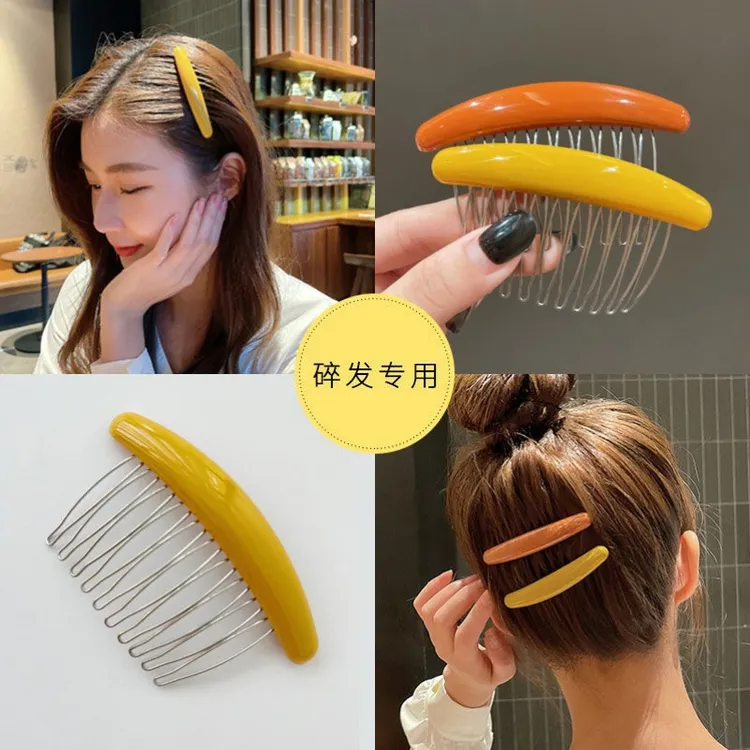 新款韩国无痕倒发梳插梳简约甜美刘海梳发卡防滑女后脑勺碎发发夹